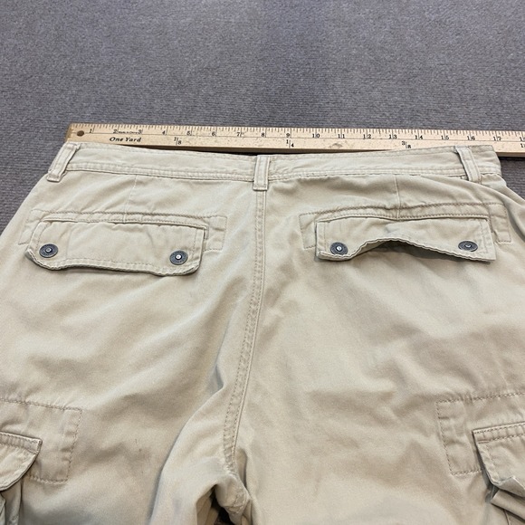 Nautica Women's VTG Y2K Khaki Cargo Pants Size 12 Wide Leg Fits 33x32 Distressed - Picture 7 of 13